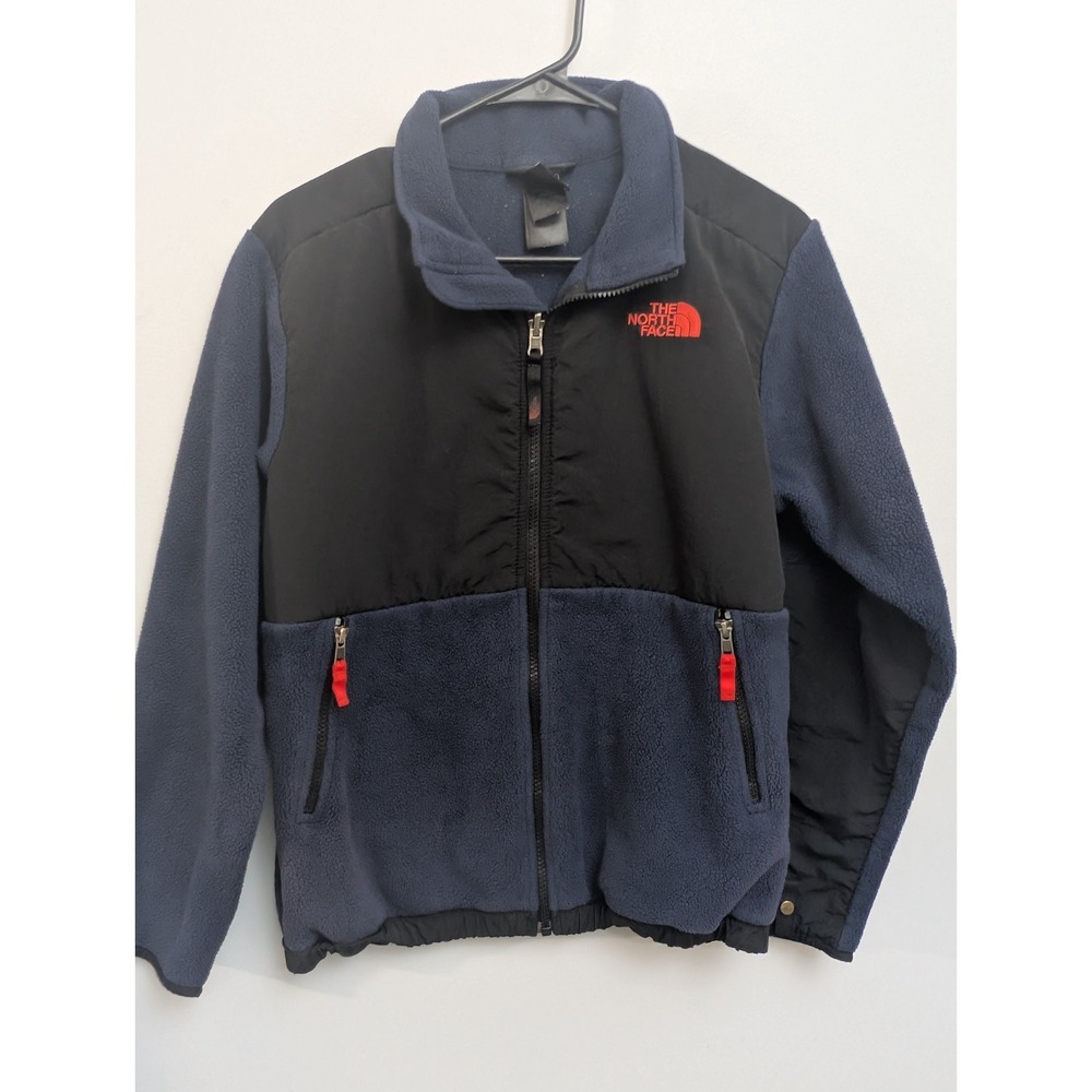 E4 The North Face Boys Blue/Black Fleece Polartec Full Zip Jacket Sz L